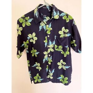 Izod Men's Hawaiian Shirt M SILK Short Sleeve Washable Resort Retro casual